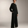 Pantalones de pierna recta con botones y ribete de modal Soft Touch