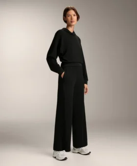 Pantalones de pierna recta con botones y ribete de modal Soft Touch