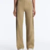 Pantalones de pierna recta con efecto neopreno, cintura alta y ribete