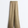 Pantalones de pierna recta con efecto neopreno, cintura alta y ribete