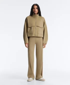 Chaqueta de corte recto con efecto neopreno