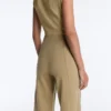 Pantalones de pierna recta con efecto neopreno, cintura alta y ribete