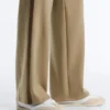 Pantalones de pierna recta con efecto neopreno, cintura alta y ribete