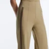 Pantalones de pierna recta con efecto neopreno, cintura alta y ribete