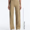 Pantalones de pierna recta con efecto neopreno, cintura alta y ribete