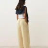 Pantalones de pierna recta con estampado de rayas 100 % lino Pantalones de pierna recta con estampado de rayas 100 % lino