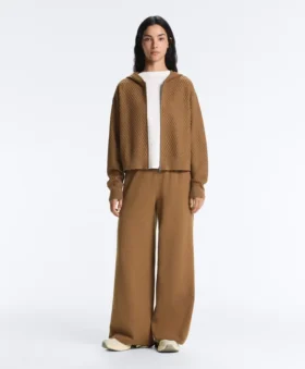 Pantalones de pierna recta con estructura de punto en los laterales
