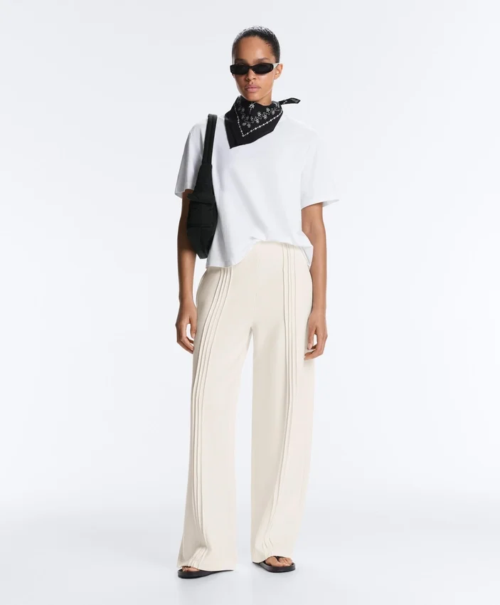 Pantalones de pierna recta con modal Soft Touch y ribetes Pantalones de pierna recta con modal Soft Touch y ribetes