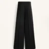 Pantalones de pierna recta con modal y pliegues