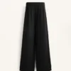 Pantalones de pierna recta con modal y pliegues