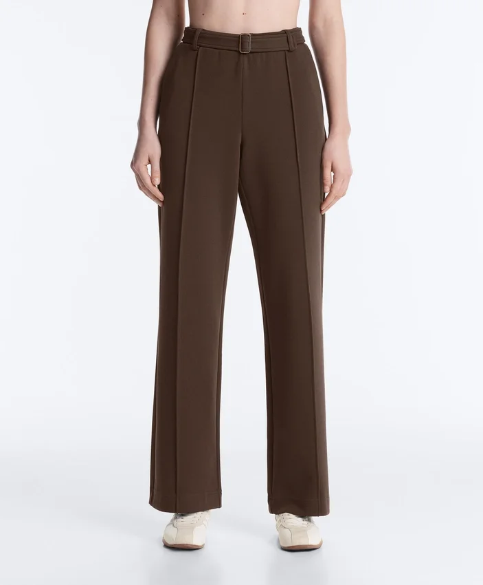 Pantalones de piqué ajustados de talle bajo con algodón Pantalones de piqué ajustados de talle bajo con algodón