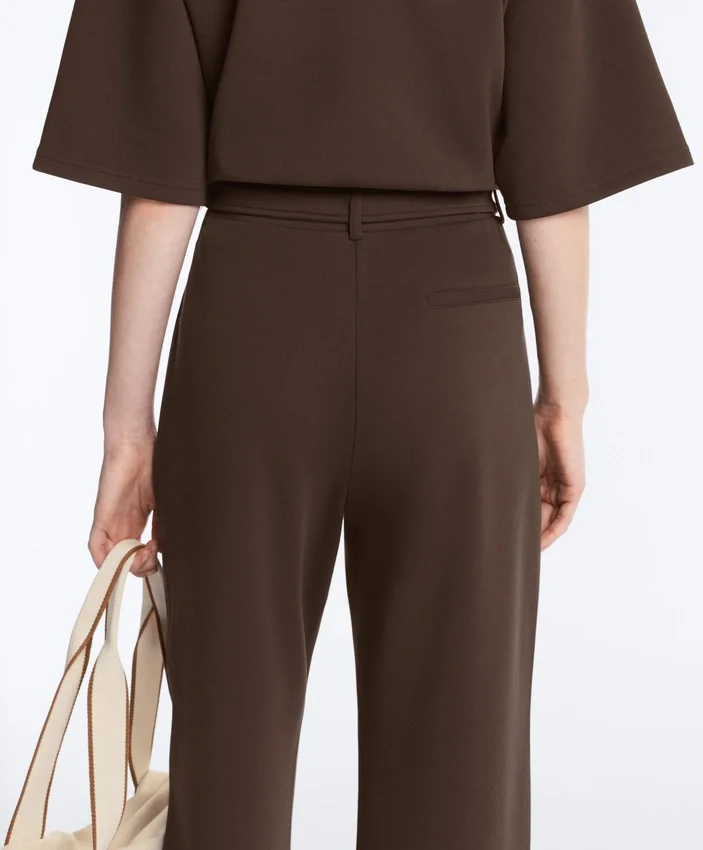 Pantalones de piqué ajustados de talle bajo con algodón Pantalones de piqué ajustados de talle bajo con algodón