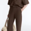 Pantalones de piqué ajustados de talle bajo con algodón Pantalones de piqué ajustados de talle bajo con algodón
