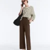 Pantalones de piqué ajustados de talle bajo con algodón Pantalones de piqué ajustados de talle bajo con algodón