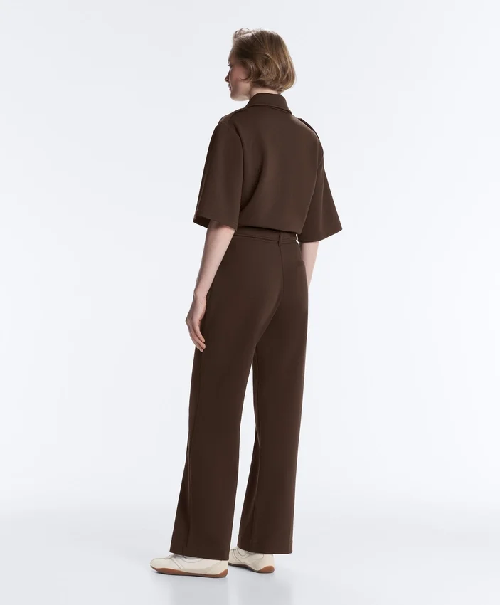 Pantalones de piqué ajustados de talle bajo con algodón Pantalones de piqué ajustados de talle bajo con algodón