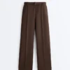 Pantalones de piqué ajustados de talle bajo con algodón Pantalones de piqué ajustados de talle bajo con algodón