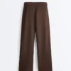 Pantalones de piqué ajustados de talle bajo con algodón Pantalones de piqué ajustados de talle bajo con algodón