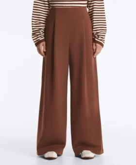 Pantalones de piqué de algodón de tiro alto y pierna ancha