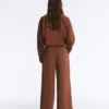 Pantalones de piqué de algodón de tiro alto y pierna ancha Pantalones de piqué de algodón de tiro alto y pierna ancha