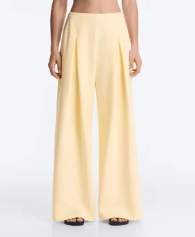 Pantalones de piqué de pierna ancha con algodón