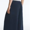 Pantalones de piqué de pierna ancha con algodón Pantalones de piqué de pierna ancha con algodón
