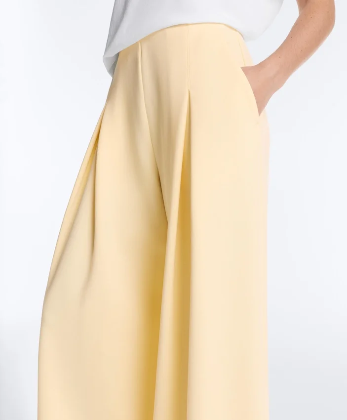 Pantalones de piqué de pierna ancha con algodón Pantalones de piqué de pierna ancha con algodón