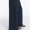 Pantalones de piqué de pierna ancha con algodón Pantalones de piqué de pierna ancha con algodón