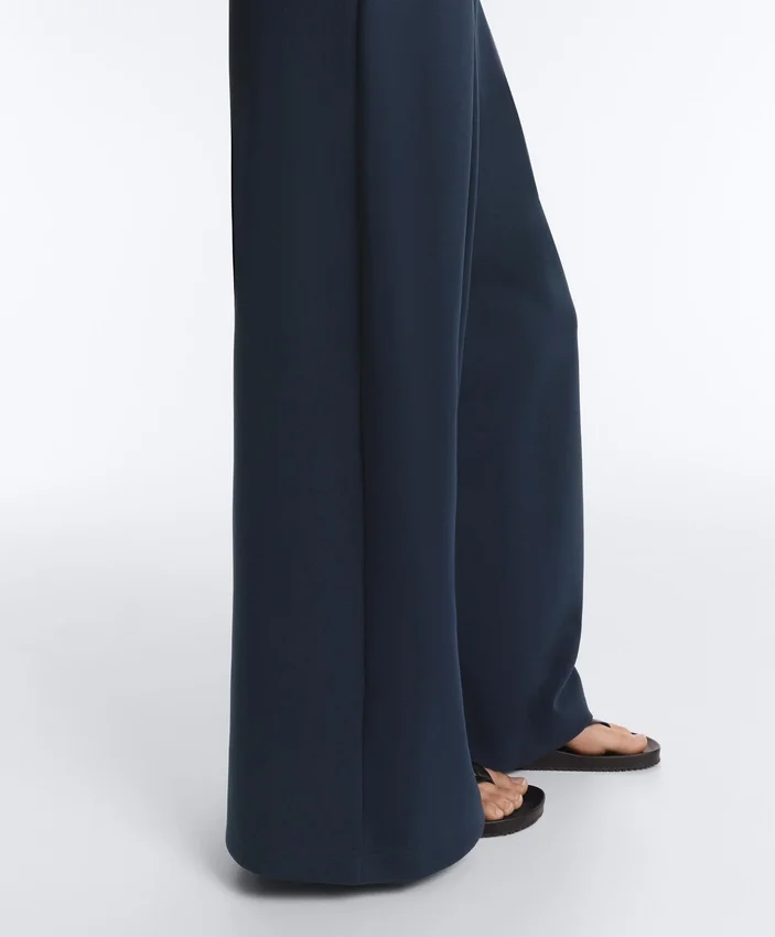 Pantalones de piqué de pierna ancha con algodón Pantalones de piqué de pierna ancha con algodón