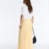 Pantalones de piqué de pierna ancha con algodón Pantalones de piqué de pierna ancha con algodón