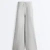 Pantalones de piqué jaspeado de corte recto Pantalones de piqué jaspeado de corte recto