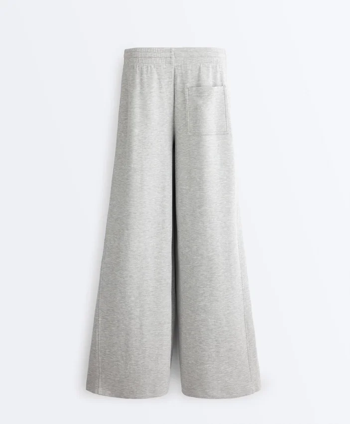 Pantalones de piqué jaspeado de corte recto Pantalones de piqué jaspeado de corte recto