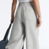 Pantalones de piqué jaspeado de corte recto Pantalones de piqué jaspeado de corte recto