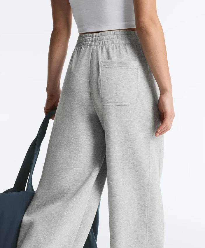Pantalones de piqué jaspeado de corte recto Pantalones de piqué jaspeado de corte recto