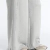 Pantalones de piqué jaspeado de corte recto Pantalones de piqué jaspeado de corte recto