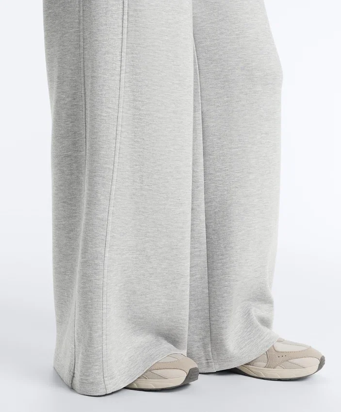 Pantalones de piqué jaspeado de corte recto Pantalones de piqué jaspeado de corte recto