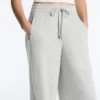 Pantalones de piqué jaspeado de corte recto Pantalones de piqué jaspeado de corte recto