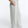 Pantalones de piqué jaspeado de corte recto Pantalones de piqué jaspeado de corte recto