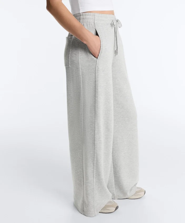 Pantalones de piqué jaspeado de corte recto Pantalones de piqué jaspeado de corte recto