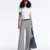 Pantalones de punto de pierna ancha con rayas diagonales