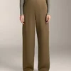 Pantalones de talle alto con efecto neopreno y corte recto