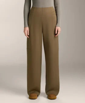 Pantalones de talle alto con efecto neopreno y corte recto