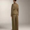 Pantalones de talle alto con efecto neopreno y corte recto
