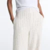 Pantalones de talle alto, pierna ancha y rayas finas de tacto Soft Touch Pantalones de talle alto, pierna ancha y rayas finas de tacto Soft Touch