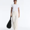Pantalones de talle alto, pierna ancha y rayas finas de tacto Soft Touch Pantalones de talle alto, pierna ancha y rayas finas de tacto Soft Touch