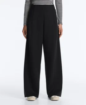Pantalones de talle alto y pierna ancha con efecto neopreno