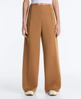 Pantalones de talle alto y pierna ancha con efecto neopreno