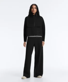 Pantalones de talle alto y pierna ancha con efecto neopreno