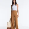 Pantalones de talle alto y pierna ancha con efecto neopreno Pantalones de talle alto y pierna ancha con efecto neopreno