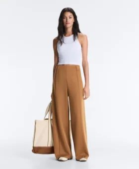 Pantalones de talle alto y pierna ancha con efecto neopreno