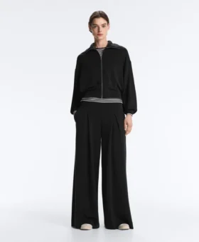 Pantalones largos de pierna ancha con modal Soft Touch y pliegues